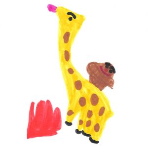 Girafe Jaune et la recherche de l'estime de soi. (dessin de Maëlle)